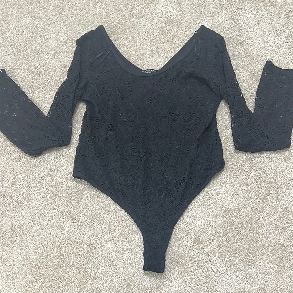 Black Lace Long Sleeve Bodysuit